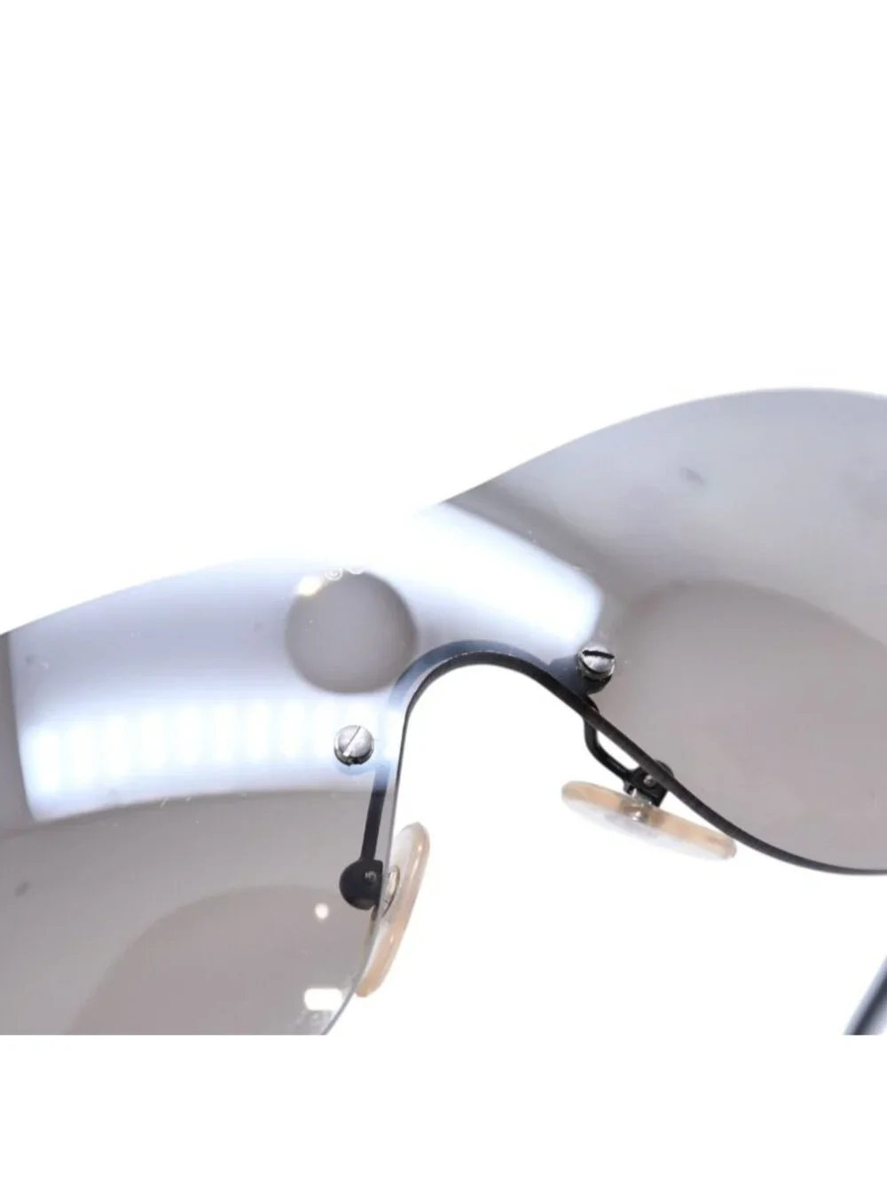 Chanel Rimless Shield Sunglasses Eyewear 120 CC Logo Black Brown